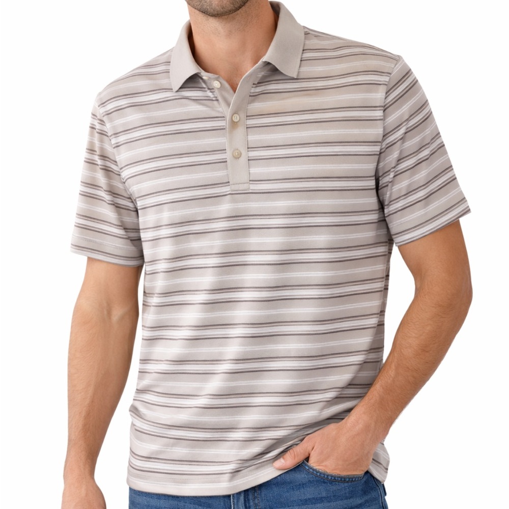 Callaway silver gray stripe performance stretch golf polo shirt size large